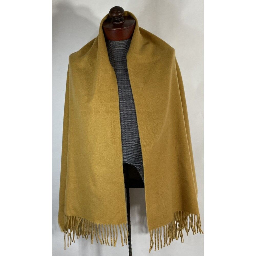 Vintage Large Made In Korea Wool Touch 100% Acrylic Mustard Scarf 74” x 24” NEW